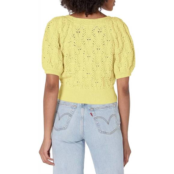 NEW ASTR elowen short sleeve loose knit sweater in lime green - Picture 2 of 2